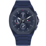 Tommy Hilfiger Troy Ανδρικό Ρολόι 44mm Χρονογράφος Μπαταρίας με Μπλε Καουτσούκ Λουράκι