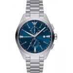 Emporio Armani Claudio Ανδρικό Ρολόι 43mm Χρονογράφος Μπαταρίας με Ασημί Μεταλλικό Μπρασελέ