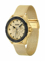 Hugo Boss Red Fresh Ανδρικό Ρολόι 44mm Χρονογράφος Μπαταρίας με Χρυσό Μεταλλικό Μπρασελέ - Image 3