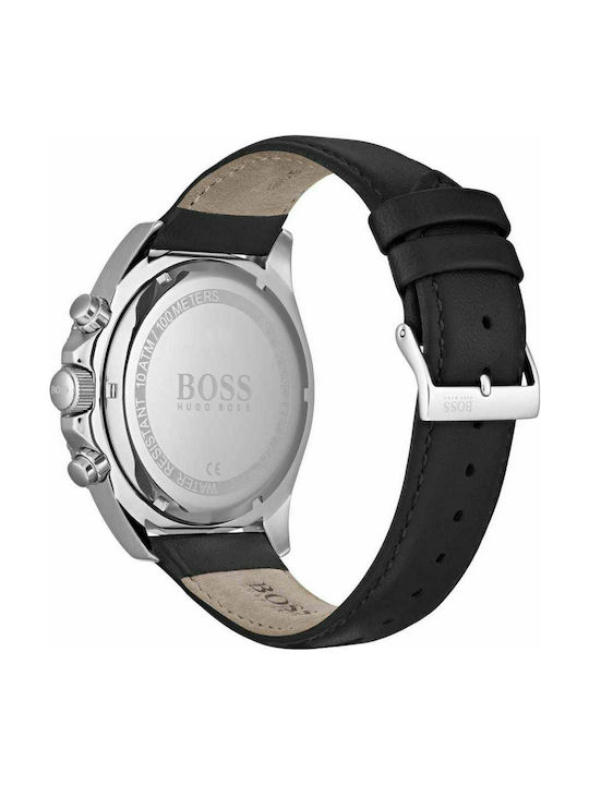 Boss Ρολόι Ocean Edition Χρονογράφος με Δερμάτινο Λουράκι σε Μαύρο χρώμα - Image 2