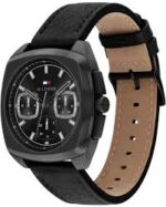 Tommy Hilfiger Apollo Ανδρικό Ρολόι 41mm Χρονογράφος Μπαταρίας με Μαύρο Δερμάτινο Λουράκι - Image 2
