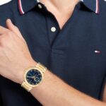 Tommy Hilfiger Troy Ανδρικό Ρολόι 44mm Χρονογράφος Μπαταρίας με Χρυσό Μεταλλικό Μπρασελέ - Image 4