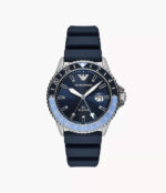 Emporio Armani Ανδρικό Ρολόι 42mm Χρονογράφος Μπαταρίας με Μπλε Καουτσούκ Λουράκι