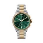 Emporio Armani Ανδρικό Ρολόι 43mm Χρονογράφος Μπαταρίας με Ασημί Μεταλλικό Μπρασελέ