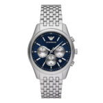 Emporio Armani Ανδρικό Ρολόι 41mm Χρονογράφος Μπαταρίας με Ασημί Μεταλλικό Μπρασελέ
