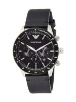 Emporio Armani Ανδρικό Ρολόι 43mm Χρονογράφος Μπαταρίας με Μαύρο Δερμάτινο Λουράκι - Image 5