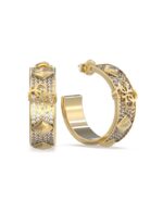 Guess Σκουλαρίκια Κρίκοι από Ατσάλι Επιχρυσωμένα με Πέτρες