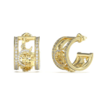 Guess Σκουλαρίκια Κρίκοι από Ατσάλι Επιχρυσωμένα με Πέτρες