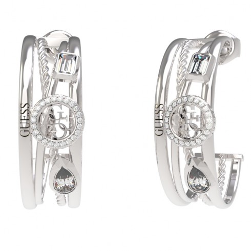 JUBE05236JWRHTU_____ Guess Σκουλαρίκια Κρίκοι από Ατσάλι με Πέτρες - Image 1
