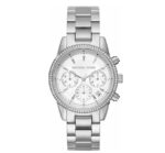 Michael Kors Ritz Γυναικείο Ρολόι 37mm Χρονογράφος Μπαταρίας με Ασημί Μεταλλικό Μπρασελέ