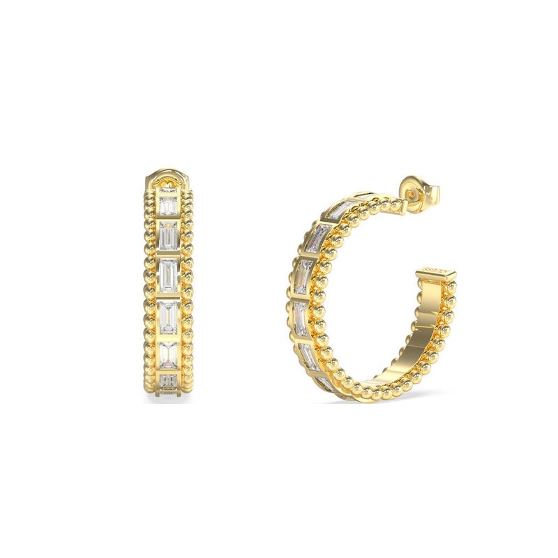 Guess Σκουλαρίκια Κρίκοι από Ατσάλι Επιχρυσωμένα με Πέτρες - Image 1