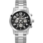 Guess Ανδρικό Ρολόι 44mm Μπαταρίας με Ασημί Μεταλλικό Μπρασελέ