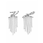 Karl Lagerfeld Script Logo Fringe Σκουλαρίκια Κρεμαστά από Ατσάλι με Πέτρες