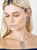 Karl Lagerfeld Script Logo Fringe Σκουλαρίκια Κρεμαστά από Ατσάλι με Πέτρες - Image 2