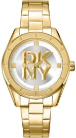 DKNY Chambers Γυναικείο Ρολόι 34mm Χρονογράφος Μπαταρίας με Χρυσό Μεταλλικό Μπρασελέ - Image 5