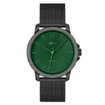 Lacoste Black Steel Mesh Green Dial Men's Watch - 2011277