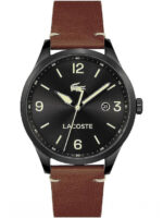 Lacoste Traveller Ανδρικό Ρολόι 43mm Χρονογράφος Μπαταρίας με Καφέ Δερμάτινο Λουράκι KOD 2011106