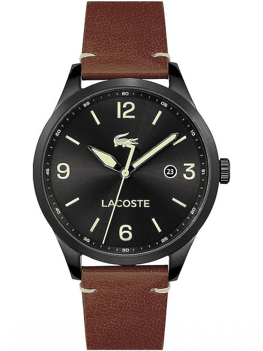 Lacoste Traveller Ανδρικό Ρολόι 43mm Χρονογράφος Μπαταρίας με Καφέ Δερμάτινο Λουράκι KOD 2011106 - Image 1
