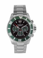 Thorton Ανδρικό Ρολόι 44mm Χρονογράφος Μπαταρίας με Ασημί Μεταλλικό Μπρασελέ