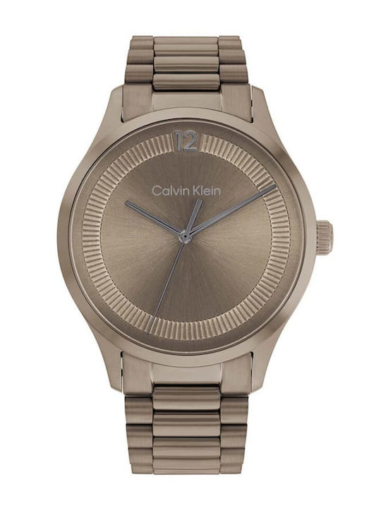 Calvin Klein Iconic Ανδρικό Ρολόι 40mm Μπαταρίας με Καφέ Μεταλλικό Μπρασελέ kod 25200228 - Image 1