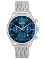 Boss Gregor Ανδρικό Ρολόι 44mm Χρονογράφος Μπαταρίας με Ασημί Μεταλλικό Μπρασελέ kod 1514052