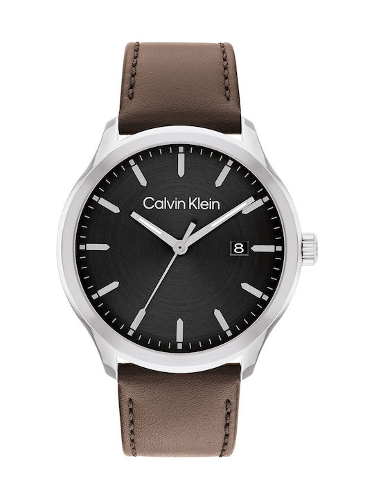 Calvin Klein Define Ανδρικό Ρολόι 43mm Μπαταρίας με Καφέ Δερμάτινο Λουράκι - Image 2