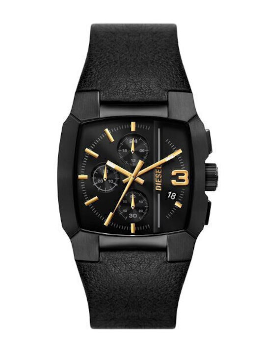 Diesel Ανδρικό Ρολόι 40mm Χρονογράφος Μπαταρίας με Μαύρο Δερμάτινο Λουράκι DZ4645 - Image 1