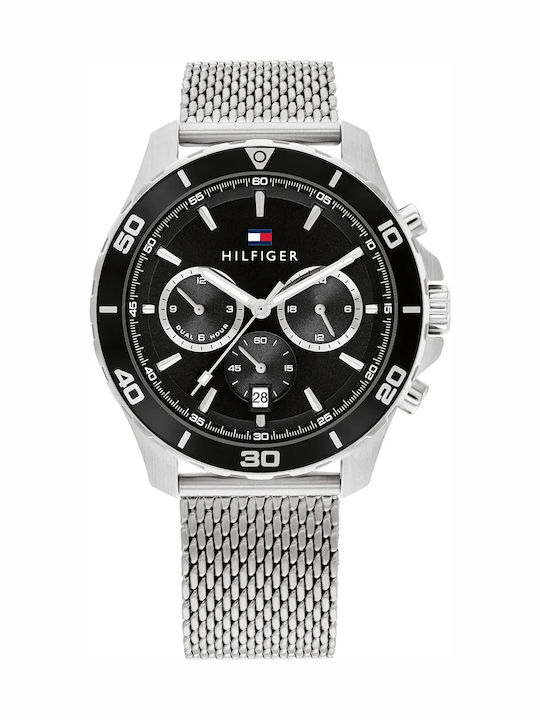 Tommy Hilfiger Jordan Ανδρικό Ρολόι 43mm Χρονογράφος Μπαταρίας με Ασημί Μεταλλικό Μπρασελέ KOD 1792092 - Image 1