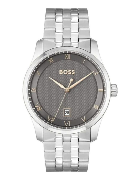 Boss Principle Ανδρικό Ρολόι 41mm Χρονογράφος Μπαταρίας με Ασημί Μεταλλικό 1514116Μπρασελέ kod - Image 1