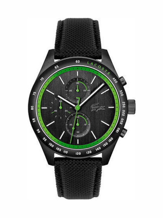 Lacoste Ανδρικό Ρολόι 44mm Χρονογράφος Μπαταρίας με Μαύρο Δερμάτινο Λουράκι kod 2011296 - Image 1