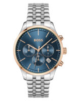Boss Ανδρικό Ρολόι 42mm Χρονογράφος Μπαταρίας με Ασημί Μεταλλικό Μπρασελέ kod 1514158