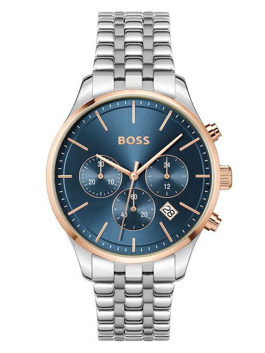 Boss Ανδρικό Ρολόι 42mm Χρονογράφος Μπαταρίας με Ασημί Μεταλλικό Μπρασελέ kod 1514158 - Image 1