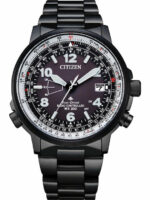 Citizen Promaster Ανδρικό Ρολόι 43mm Χρονογράφος Eco - Drive με Μαύρο Μεταλλικό Μπρασελέ