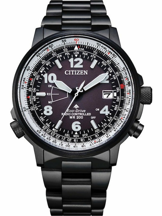 Citizen Promaster Ανδρικό Ρολόι 43mm Χρονογράφος Eco - Drive με Μαύρο Μεταλλικό Μπρασελέ - Image 1