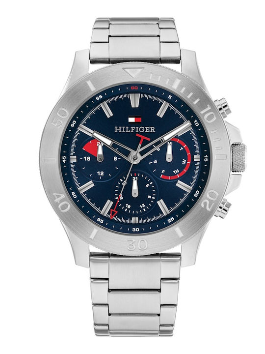 Tommy Hilfiger Bryan Ανδρικό Ρολόι 46mm Χρονογράφος Μπαταρίας με Ασημί Μεταλλικό Μπρασελέ - Image 4