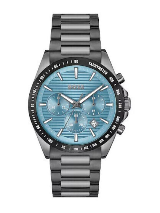 Boss Strike Ανδρικό Ρολόι Χρονογράφος Μπαταρίας με Γκρι Μεταλλικό Μπρασελέ kod 1514242 - Image 1