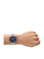 Emporio Armani Ανδρικό Ρολόι 43mm Χρονογράφος Solar με Ασημί Μεταλλικό Μπρασελέ - Image 5