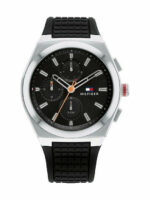 Tommy Hilfiger Connor Ανδρικό Ρολόι 44mm Χρονογράφος Μπαταρίας με Μαύρο Καουτσούκ Λουράκι