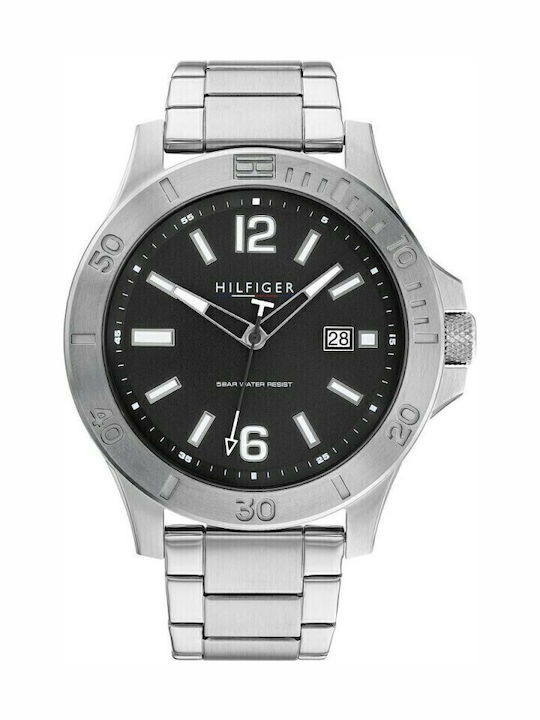 Tommy Hilfiger Ryan Ανδρικό Ρολόι 46mm Μπαταρίας με Ασημί Μεταλλικό Μπρασελέ - Image 2