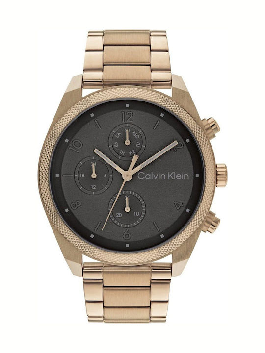 Calvin Klein Impact Ανδρικό Ρολόι 44mm Μπαταρίας με Χρυσό Μεταλλικό Μπρασελέ - Image 3