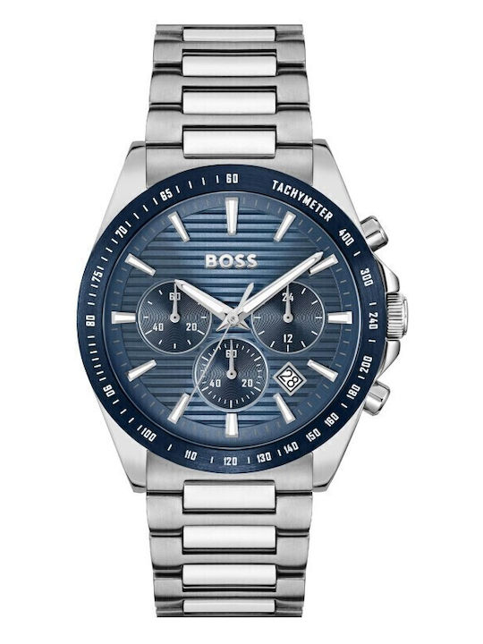Boss Strike Ανδρικό Ρολόι Χρονογράφος Μπαταρίας με Ασημί Μεταλλικό Μπρασελέ kod 1514240 - Image 2