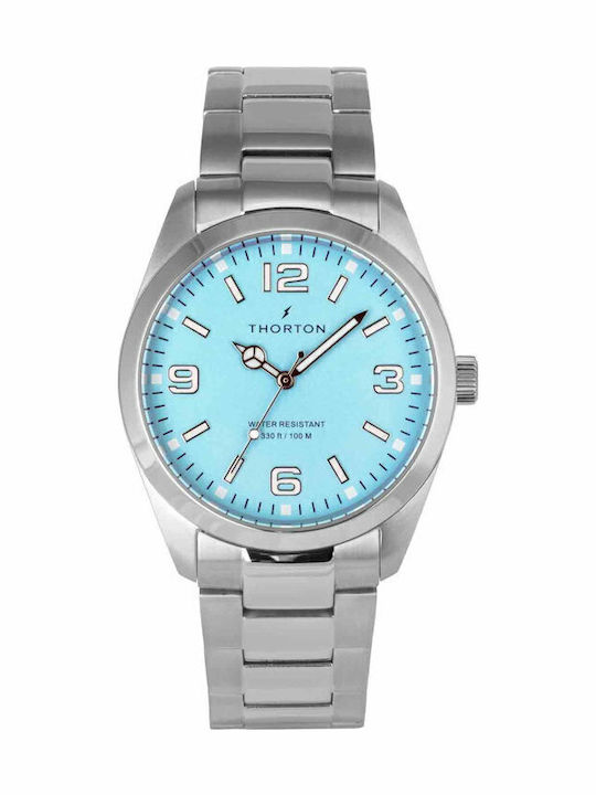 Thorton Ανδρικό Ρολόι 41mm Μπαταρίας με Ασημί Μεταλλικό Μπρασελέ - Image 2