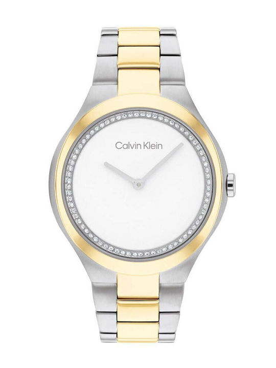 Calvin Klein Two Tone Γυναικείο Ρολόι 30mm Χρονογράφος Μπαταρίας με Ασημί Μεταλλικό Μπρασελέ - Image 1