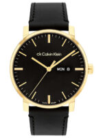 Calvin Klein Γυναικείο Ρολόι 44mm Μπαταρίας με Μαύρο Δερμάτινο Λουράκι