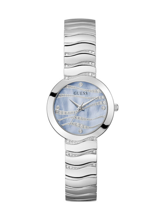 Guess Γυναικείο Ρολόι 30mm Χρονογράφος Μπαταρίας με Ασημί Μεταλλικό Μπρασελέ KOD GW0871L1 - Image 1