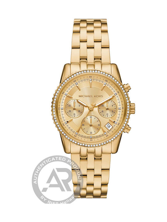 Michael Kors Ritz Γυναικείο Ρολόι 35mm Χρονογράφος Μπαταρίας με Χρυσό Μεταλλικό Μπρασελέ KOD MK 7530 - Image 1