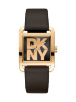 DKNY City Γυναικείο Ρολόι 37mm Χρονογράφος Μπαταρίας με Μαύρο Δερμάτινο Λουράκι