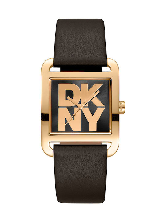 DKNY City Γυναικείο Ρολόι 37mm Χρονογράφος Μπαταρίας με Μαύρο Δερμάτινο Λουράκι - Image 1