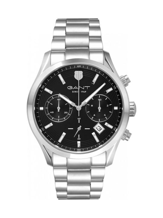 Gant Prestige Chronograph Ανδρικό Ρολόι Χρονογράφος Μπαταρίας με Ασημί Μεταλλικό Μπρασελέ - Image 1