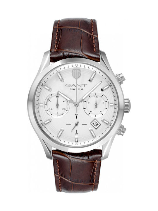 Gant Prestige Ανδρικό Ρολόι Χρονογράφος Μπαταρίας με Καφέ Δερμάτινο Λουράκι - Image 1